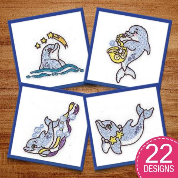 Picture of Little Dolphins Embroidery Design Pack