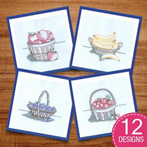 Picture of Vintage Fruits Embroidery Design Pack