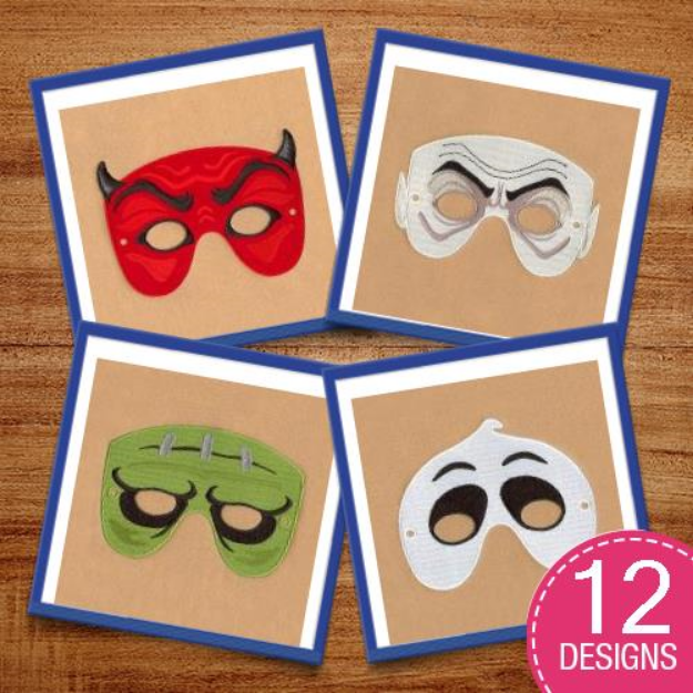 Picture of Halloween Masks Small Embroidery Design Pack