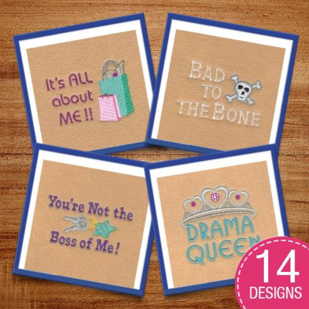 Picture of Teen Sayings Embroidery Design Pack