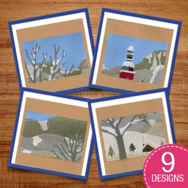 Picture of Winter Church Scene Embroidery Design Pack