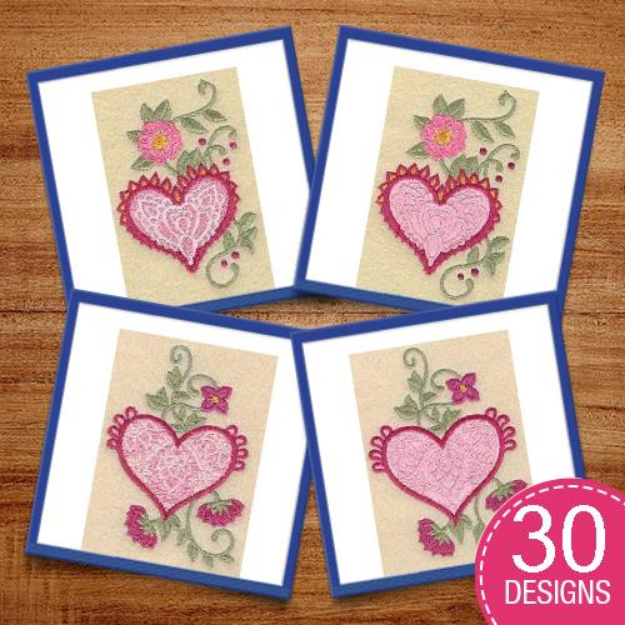 Picture of Heart Romance Embroidery Design Pack