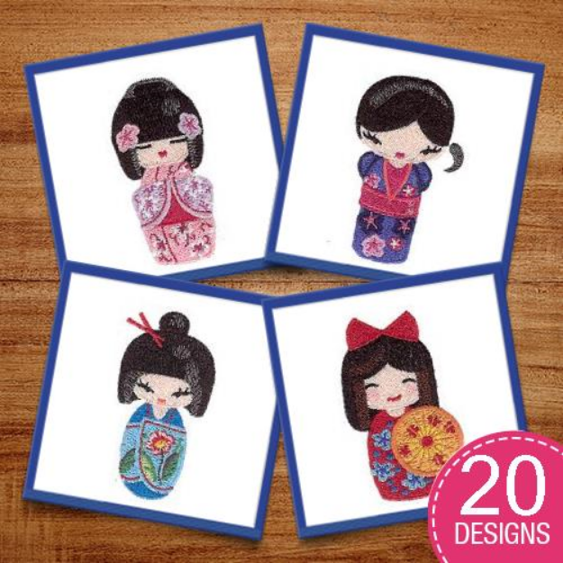 Picture of Kokeshi Dolls Embroidery Design Pack
