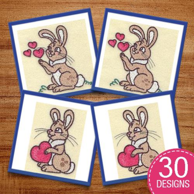 Picture of Valentine Love Bunnies Embroidery Design Pack