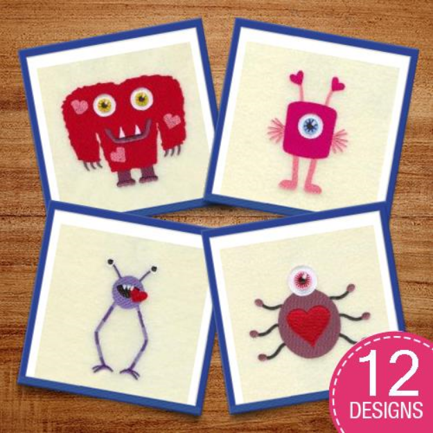 Picture of Love Monsters Embroidery Design Pack