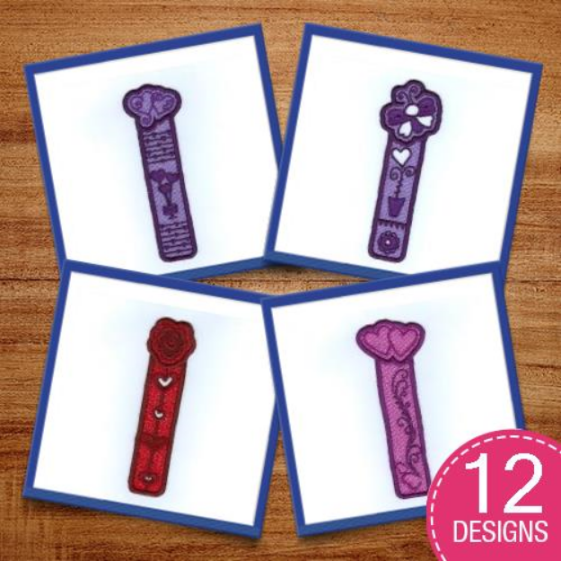 Picture of Lace Valentine Bookmarks Embroidery Design Pack