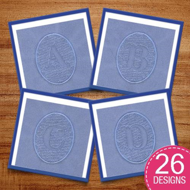 Picture of Embossed Monogram Alphabet Embroidery Design Pack