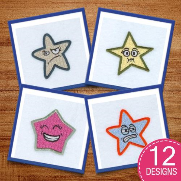 Picture of Star Faces Embroidery Design Pack