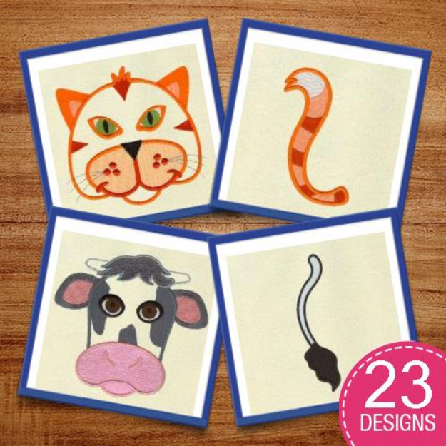 Picture of Animal Faces & Tails #2 Embroidery Design Pack