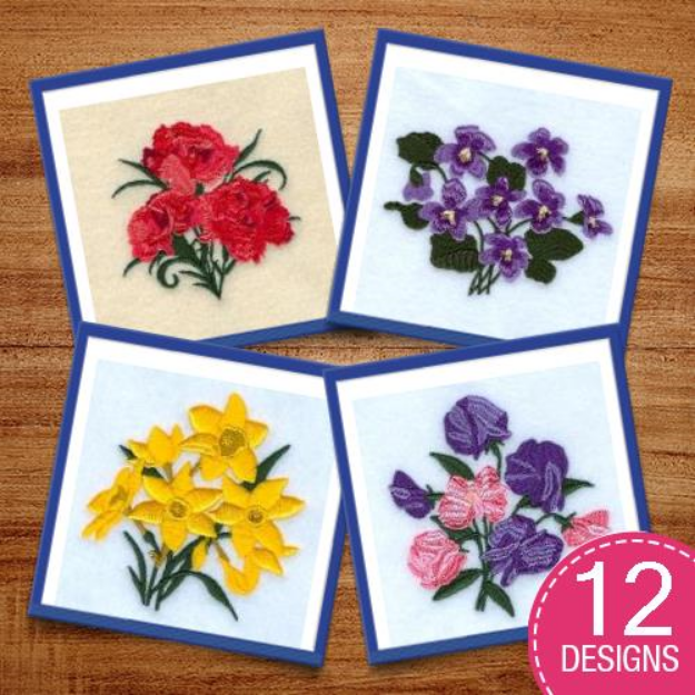 Picture of Flowers of the Month Embroidery Design Pack