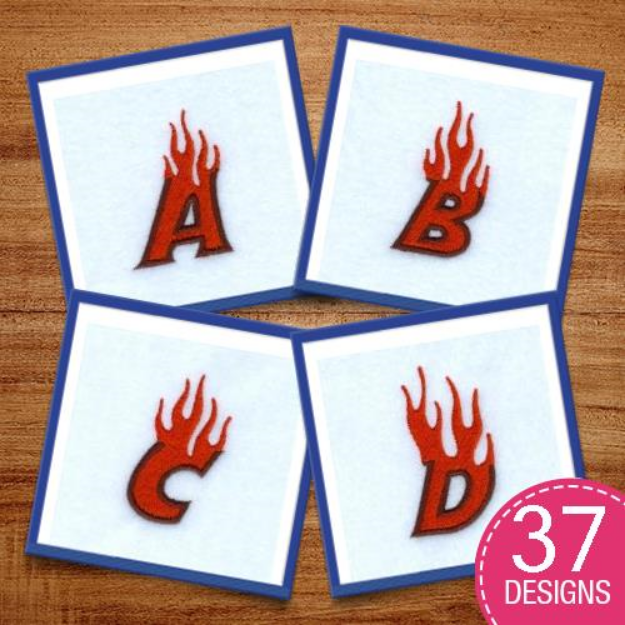 Picture of Flame Font Embroidery Design Pack