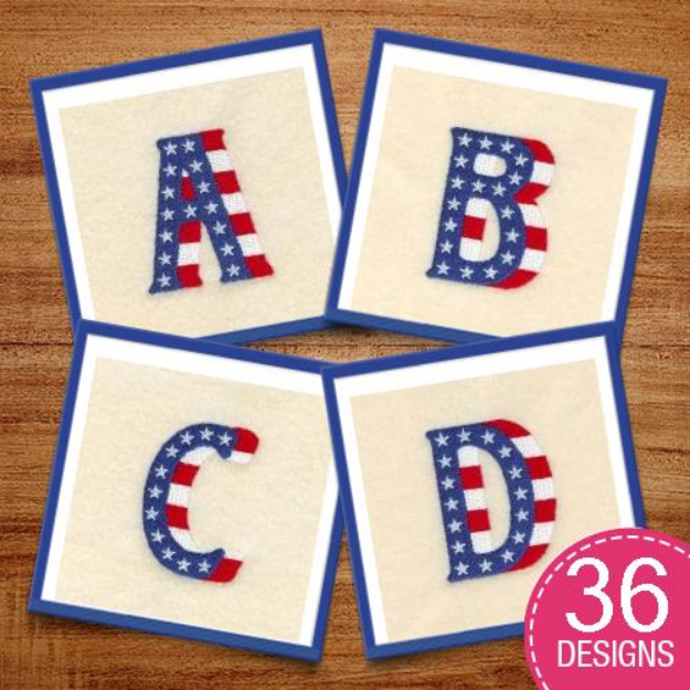 Picture of Patriotic Alphabet Embroidery Design Pack