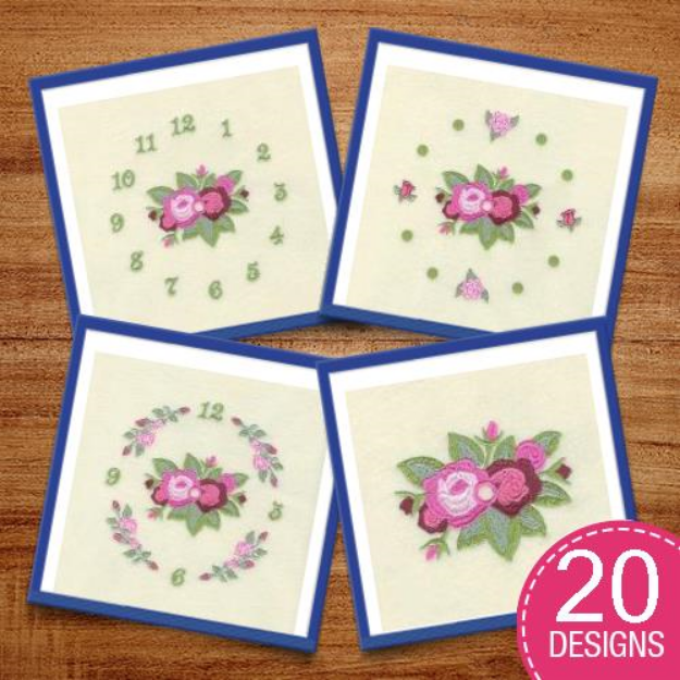 Picture of Flower Clocks Embroidery Design Pack
