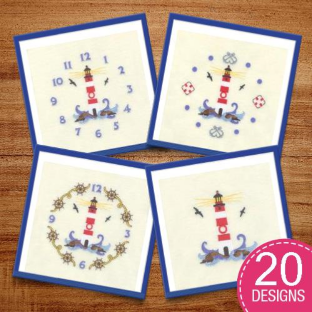 Picture of Lighthouse Clocks Embroidery Design Pack