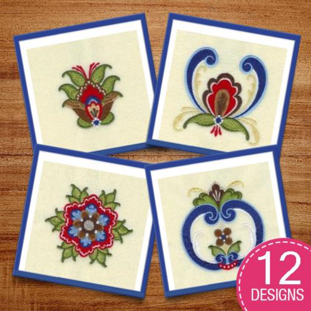 Picture of Spring Floral Rosemaling Embroidery Design Pack