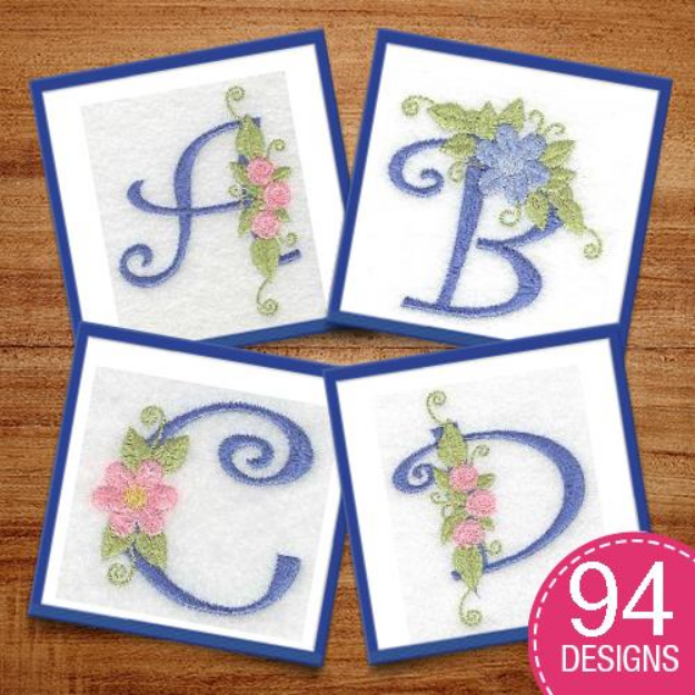 Picture of Friendship Flowers Monogram Embroidery Design Pack