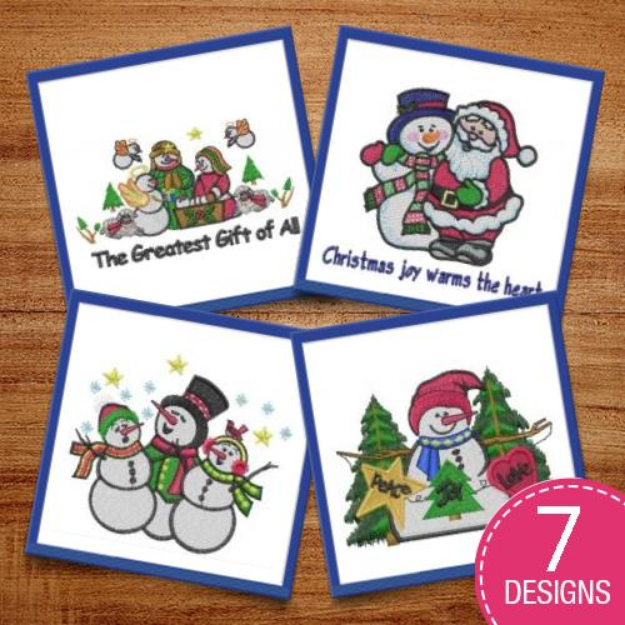 Picture of Christmas Snowmen Embroidery Design Pack