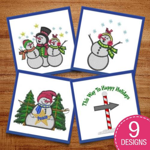 Picture of Holiday Snowmen Embroidery Design Pack