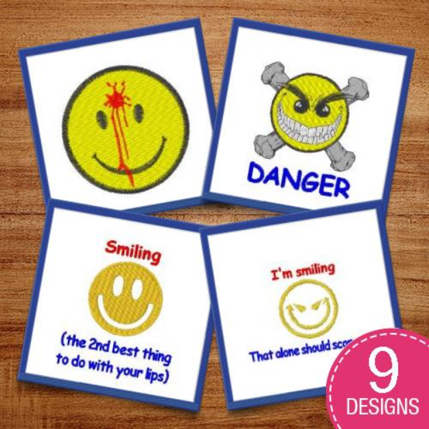 Picture of Smiley Humor Embroidery Design Pack