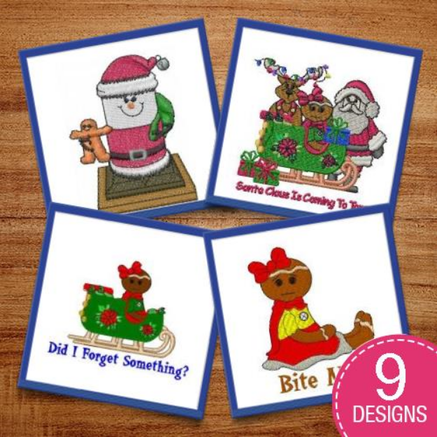 Picture of Gingerbread Friends Embroidery Design Pack