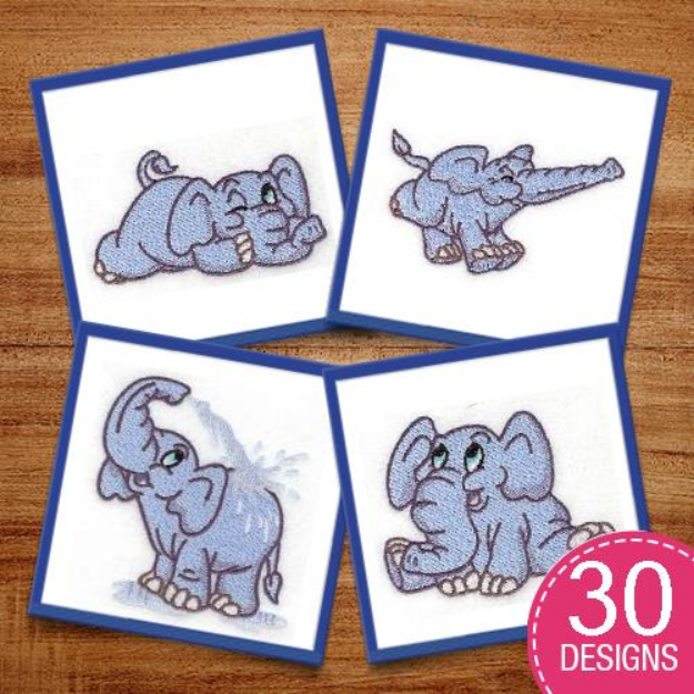 Picture of Cute Elephants Embroidery Design Pack