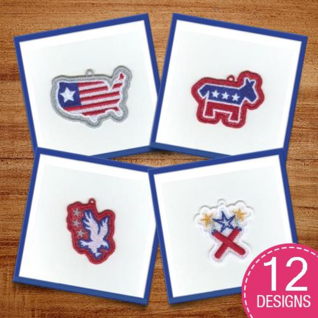 Picture of Lace Patriotic Charms Embroidery Design Pack