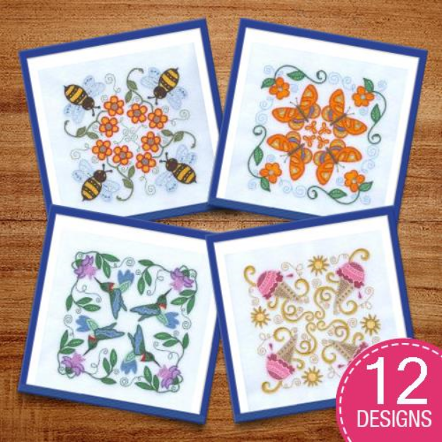 Picture of Summer Jacobean Squares Embroidery Design Pack