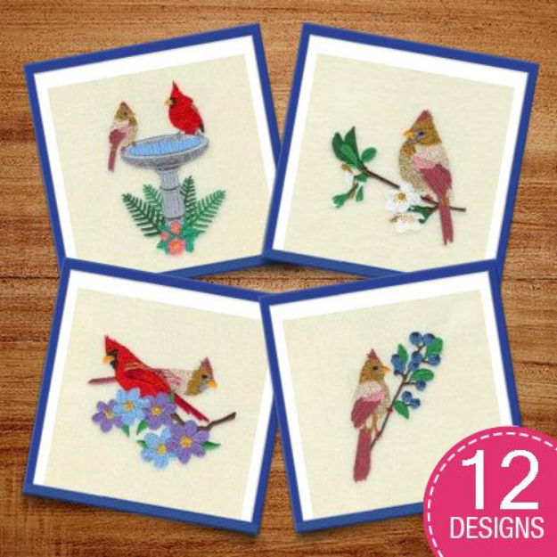Picture of Summer Cardinals Embroidery Design Pack