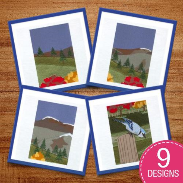 Picture of Fall Cabin Scene Embroidery Design Pack