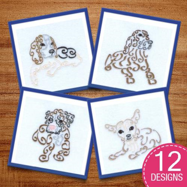 Picture of Swirly Dogs Embroidery Design Pack