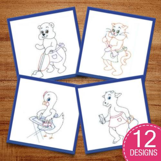Picture of Vintage Towel Animals Embroidery Design Pack