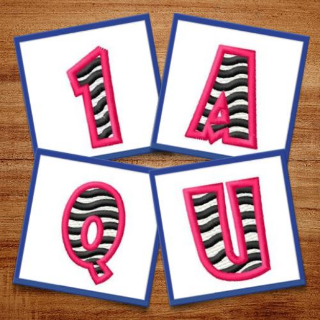 Picture of Zebra Font Embroidery Design Pack