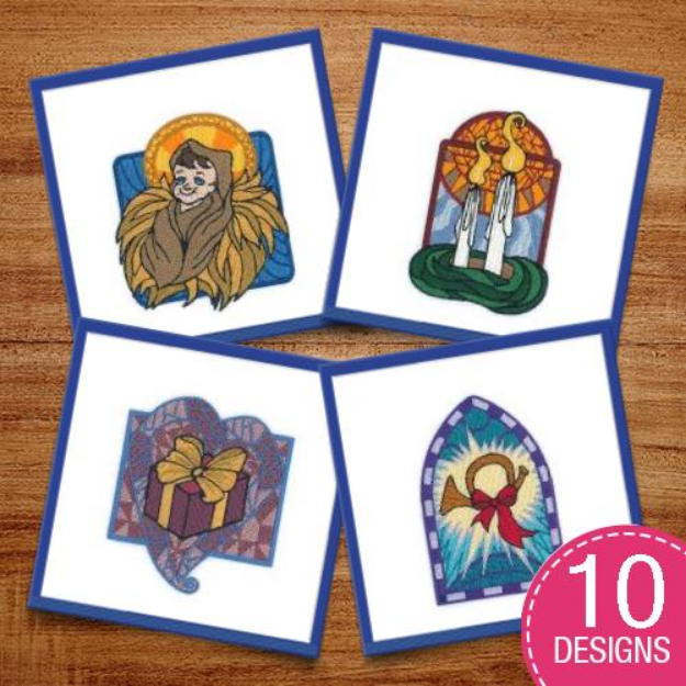 Picture of Stained Glass Christmas Embroidery Design Pack