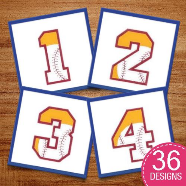 Picture of Baseball-Softball Applique Alphabet  Embroidery Design Pack