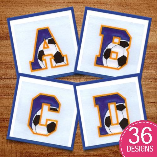 Picture of Soccer Applique Alphabet Embroidery Design Pack