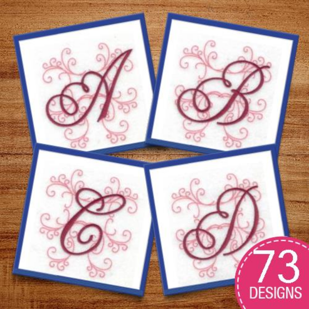 Picture of Alpha Swirls Monogram Embroidery Design Pack
