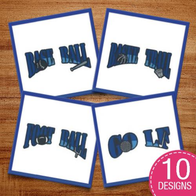Picture of Split Front Sports Applique Embroidery Design Pack