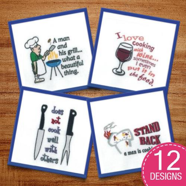 Picture of Mens Apron Sayings Embroidery Design Pack