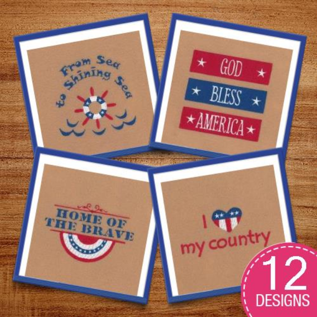 Picture of Patriotic Sayings Embroidery Design Pack