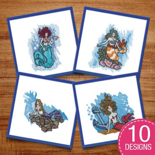 Picture of Mermaids Embroidery Design Pack
