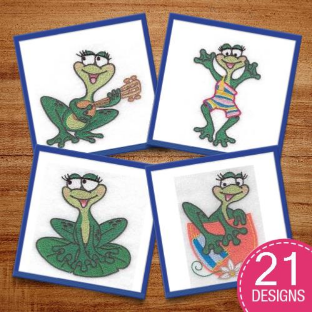 Picture of Funny Frogs Embroidery Design Pack