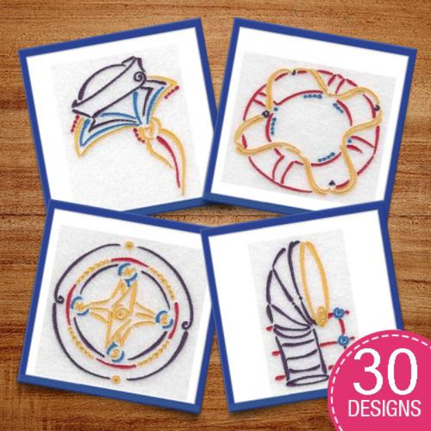 Picture of Nautical Style Embroidery Design Pack