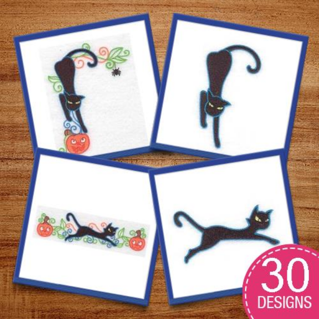 Picture of Halloween Black Cat Embroidery Design Pack