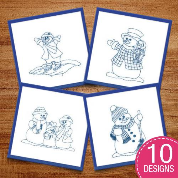 Picture of Bluework Snowmen Embroidery Design Pack