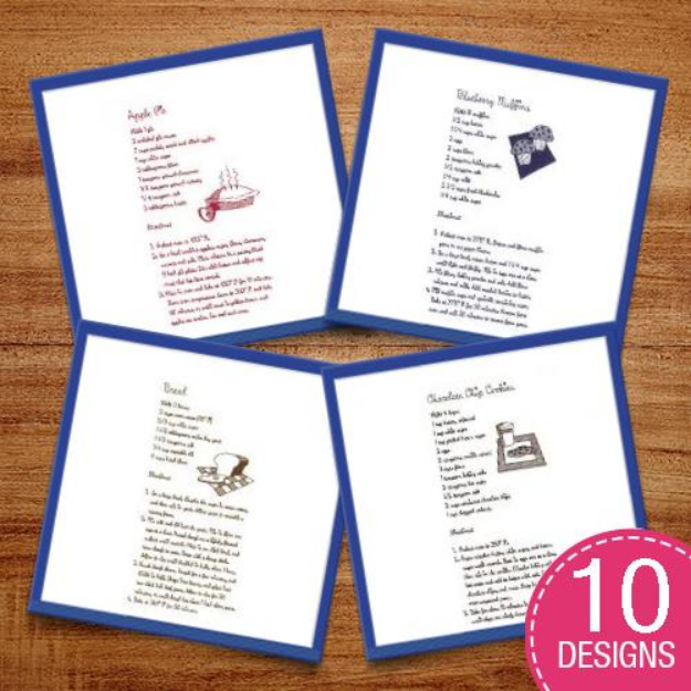 Picture of Dish Towel Recipes Embroidery Design Pack
