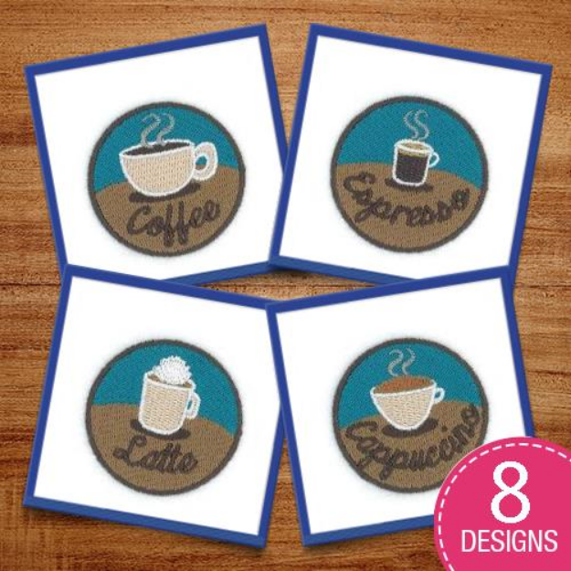 Picture of Coffee Types Embroidery Design Pack