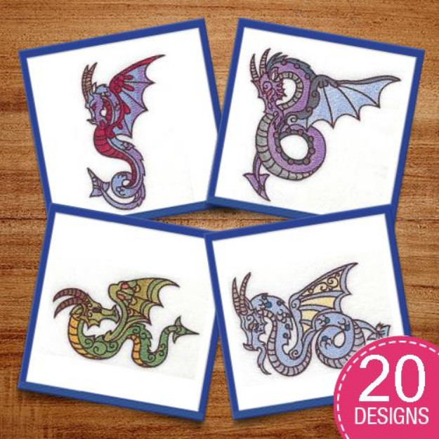 Picture of Fantastic Dragons Embroidery Design Pack