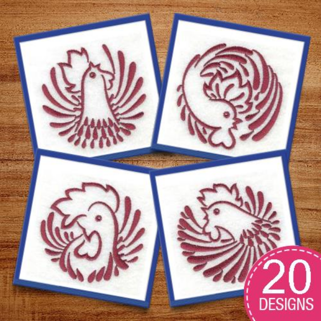 Picture of Fancy Rooster Circles Embroidery Design Pack