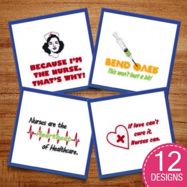 Picture of Nursing Sayings Embroidery Design Pack