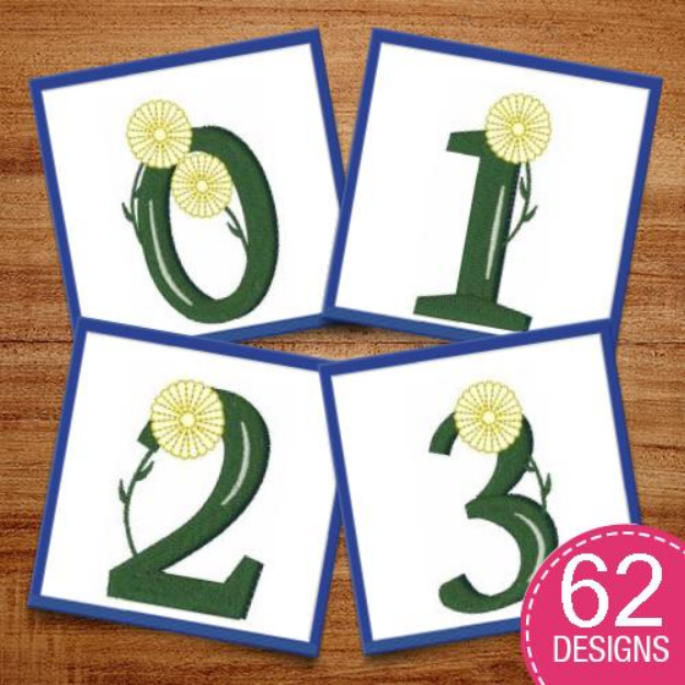 Picture of Yellow Flower Font Embroidery Design Pack